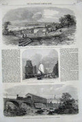 Old Antique Print 1862 War America Richmond Virginia Railway Bridge Quay 19th