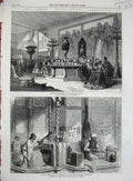 Old Antique Print 1867 Algerine Corkcutter Jeweller Work Machine Russian 19th