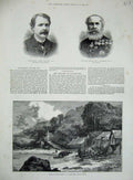 Original Old Antique Print 1884 Scene Murder Babbicombe Devon Stuart Lawrence