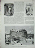 Old Antique Print 1884 Lasgrid Town Refuge Persian Border Khorassan War 19th