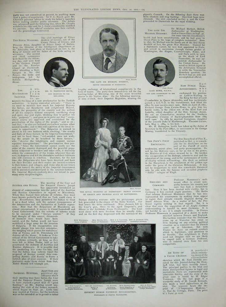 Old Antique Print 1903 Duke Devonshire Balfour Roman Catholic Darmstadt 20th