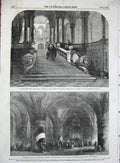 Original Old Antique Print 1858 Palazzo Strada Balbi Genoa Architecture Dodgson