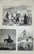 Original Old Antique Print War 1877 Plevna Gravitza Redoubt Turkish Gravestones