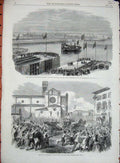 Old Antique Print 1866 Duke Edinburgh Northern Docks Birkenhead War Italy 19th