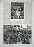 Original Old Antique Print Coronation Moscow Czar Church Assumption Czarina