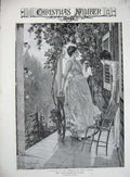 Old Antique Print 1887 Phyllis Sierras Ladies House Balcony Man Fine Art 19th