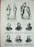 Old Antique Print 1880 House Commons Allen Illingworth Davey Rankin Men 19th