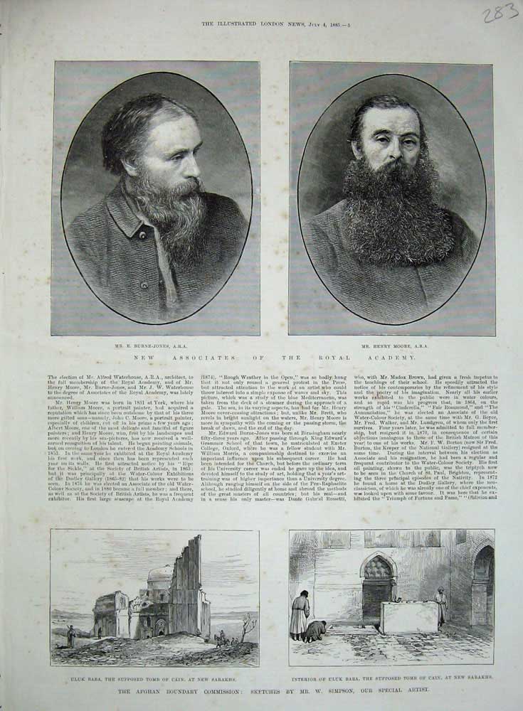 Original Old Antique Print 1885 Uluk Baba Tomb Cain Sarakhs Moore Burne-Jones