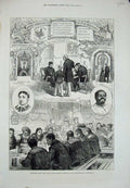 Original Old Antique Print 1877 Christmas Poor Jack Seaman'S Hospital Greenwich