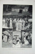 Original Old Antique Print 1881 Night Fete Botanic Gardens Regent'S Park London