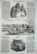 Old Antique Print 1857 Costa Charlton Cemetery Protestant Church Cannes 19th