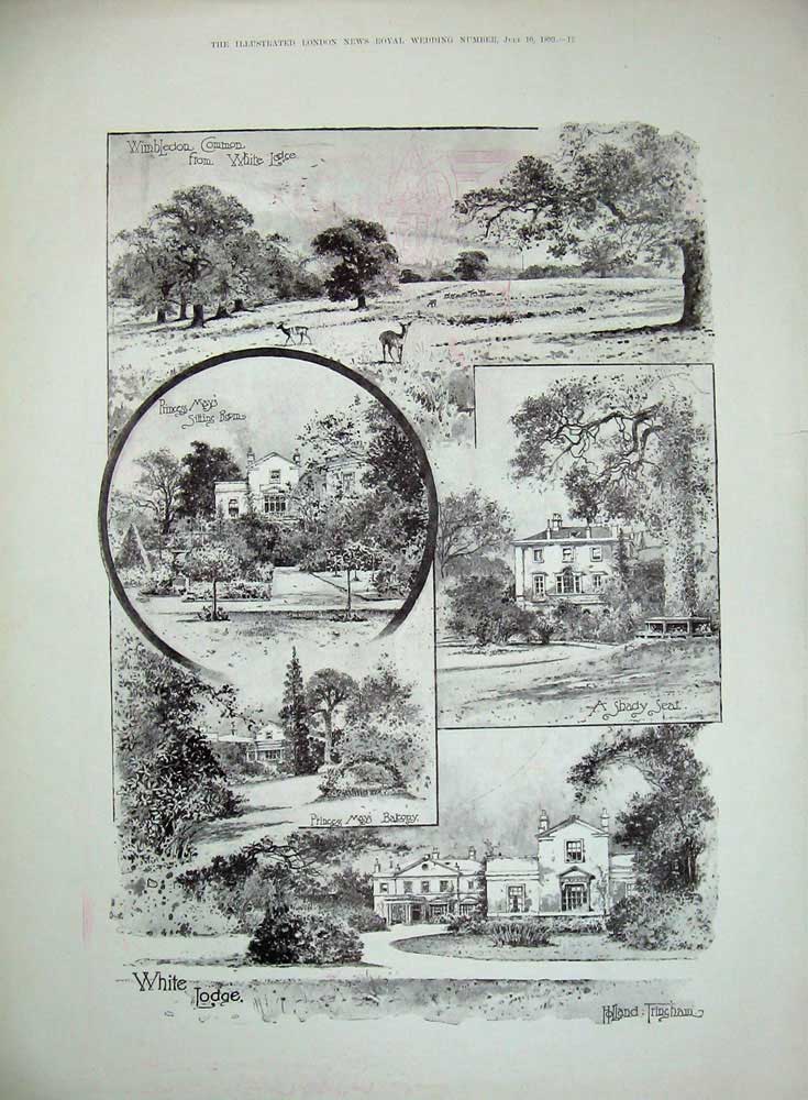 Old Antique Print 1893 Princess Maud Victoria Alexandra Wimbledon Common 19th