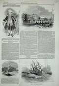Old Antique Print 1846Ship Wreck Pevensey Sopwell Abberley Worcestershire 19th