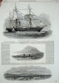 Old Antique Print 1848 Steam Ship Avenger Fratelli Africa Tunis Bona Sea 19th
