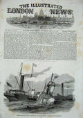 Old Antique Print 1852 Collision Duchess Kent Ravensbourne Steamers Ship 19th