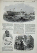 Old Antique Print 1849 Ragged School Meanee Ship Bombay Rustomjee Bombay 19th