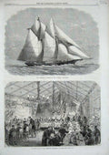 Old Antique Print 1867 Henriette Winner Atlantic Banquet American Cowes 19th