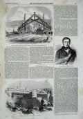 Old Antique Print 1856 Santiago Railway Don Montt Chili Train Valparaiso 19th