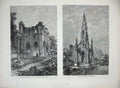 Old Antique Print 1871 Dryburgh Abbey Sir Walter Scott Monument Edinburgh 19th