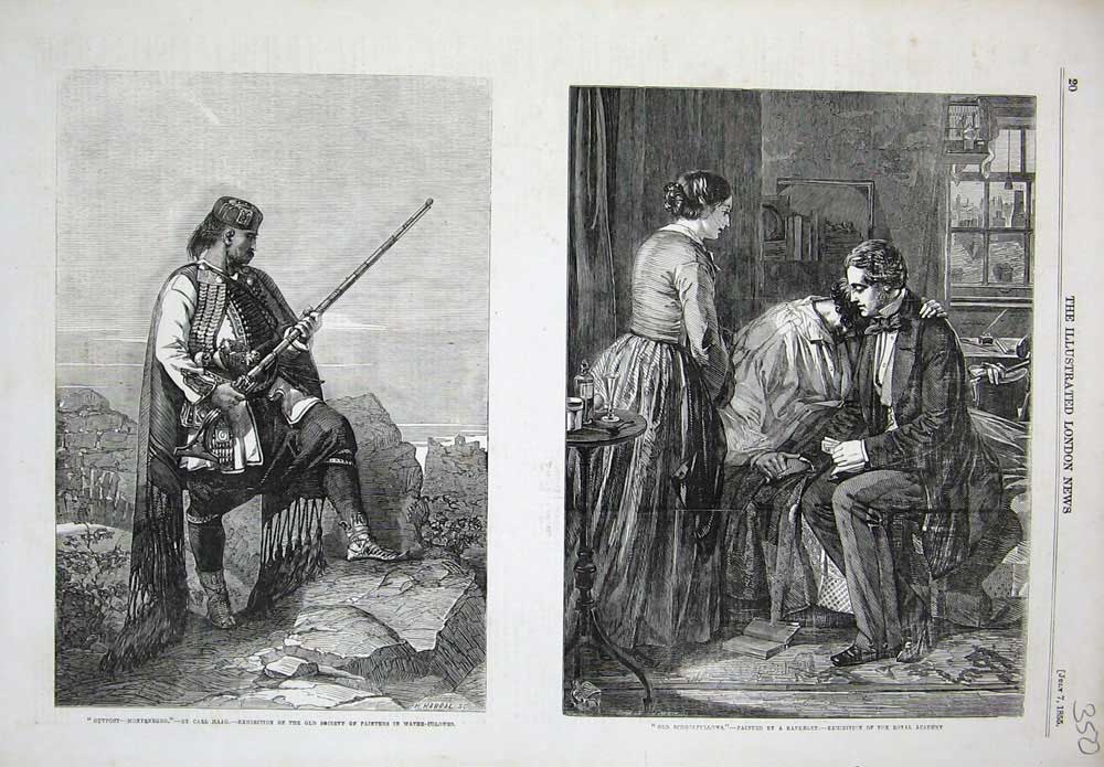 Original Old Antique Print 1855 Montenegro Outpost Schoolfellows Royal Academy