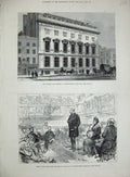 Old Antique Print Library Museum Bartholomews Hospital 1879 Prince Wales 19th