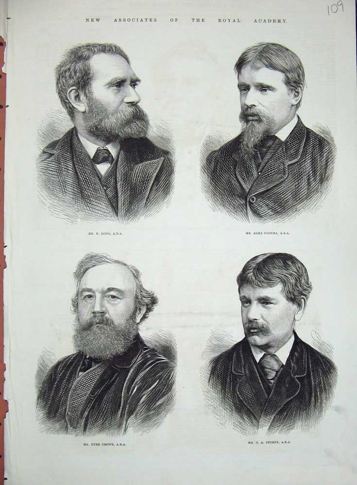 Old Antique Print Royal Academy 1876 Eyre Crowe Storey Long Alma Tadema 19th