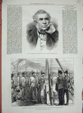 Original Old Antique Print 1876 Prince Wales Alexandra Battery Gibraltar Macnee