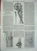 Original Old Antique Print 1872 Pastoral Bishop Hereford Glatton Turret Armour