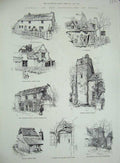 Original Old Antique Print 1884 Earthquake Essex Abberton Parish Church Peldon