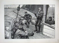 Old Antique Print 1891 Sunday Service Sea Ship Fishing Boat Movat Lovdan 19th