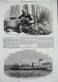 Old Antique Print 1857 Henri Drayton Prince Halem Pacha Steam Yacht Boat 19th