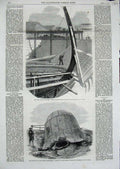 Old Antique Print 1862 Queen Steam Frigate Achilles Millfield Ironworks 19th