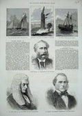 Old Antique Print 1873 James Solicitor Hammond Harley Halifax Boat Ship 19th