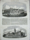 Old Antique Print 1857 Foreign Department Design Architecture Habershon 19th