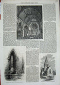 Old Antique Print 1861 Church Tottenham Daylesford Mungo'S Well Glasgow 19th