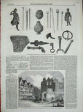 Old Antique Print 1859 Relics Uriconium Excavations Wroxeter Gray'S-Lane 19th