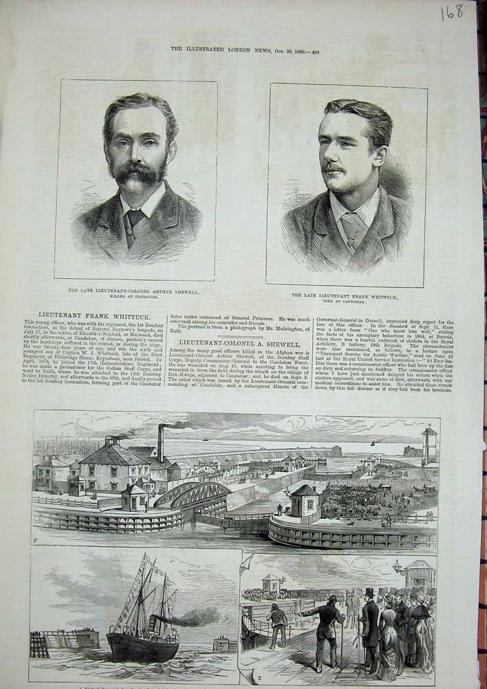 Original Old Antique Print 1880 Shewell Whittuck Sunderland Docks Earl Durham