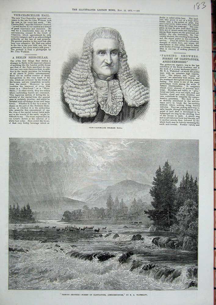 Old Antique Print 1873 Vice-Chancellor Charles Hall Glentannaer Aberdeen 19th