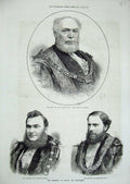 Old Antique Print 1876 Thomas White Mayor London Hadley Sheriffs London 19th