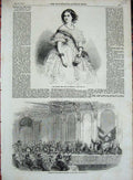 Original Old Antique Print 1858 Queen Portugal Banquet Duke Malakoff Army Navy