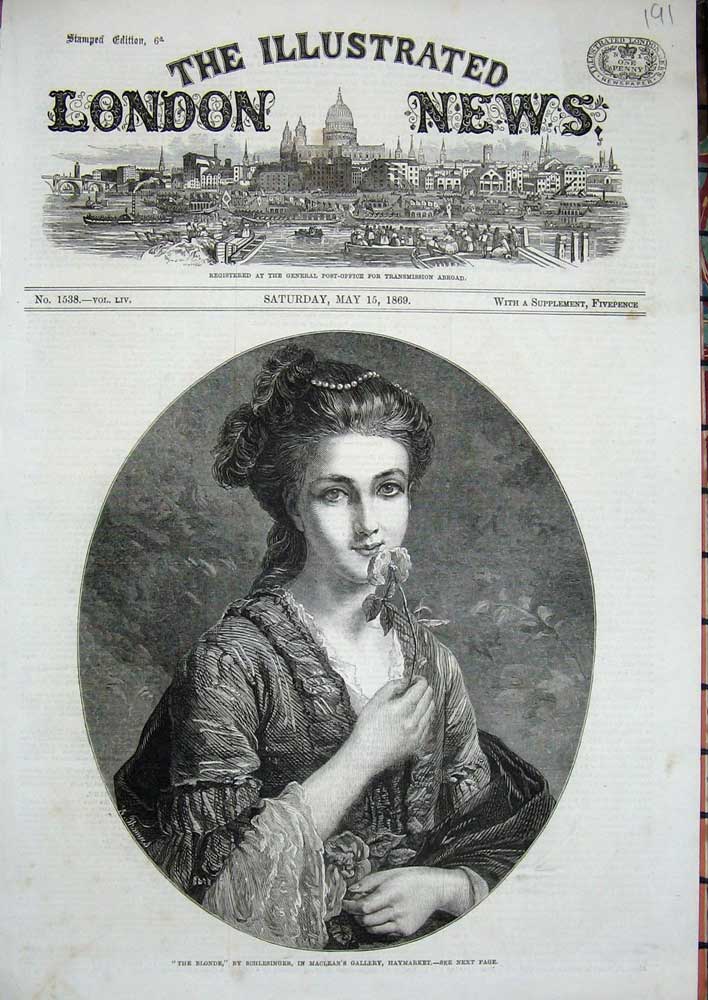 Old Antique Print 1869 Portrait The Blonde Schlesinger Art Haymarket Lady 19th