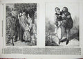 Original Old Antique Print 1854 Scene Faust Theatre War Sier Home Family 19th