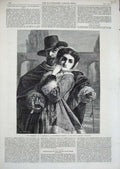 Original Old Antique Print 1865 French Gallery Pall Mall Art Man Woman Romance