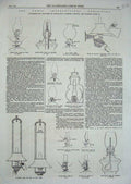 Original Old Antique Print 1867 Round-Wick Lamp Ives Edinburgh Petroleum Marmet