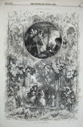 Original Old Antique Print 1856 Maying Children Flowers Plants Nature Garden