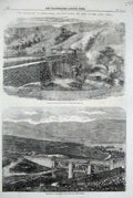 Original Old Antique Print 1859 Glasgow Waterworks Aqueduct Culegarton Loch Ard