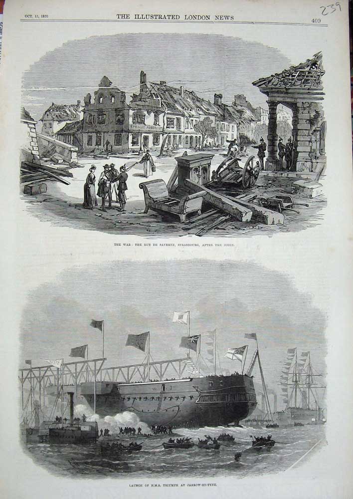 Antique Print *0285 War 1870 Rue De Saverne Strasbourg Ship Triumph Jarrow