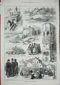 Old Antique Print 1873 Vienna Chalets Danube Linz Priests Pig Cart Boat 19th