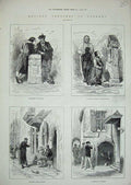 Old Antique Print 1879 Germany Costumes Saxony Leipsic Westphalia Barber 19th