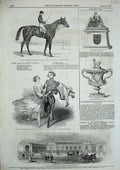 Old Antique Print 1846 Paris Embarcadere Railway Theatre Alarm Horse Cup 19th